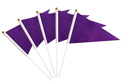 50 Pack Purple Pennant Small Mini Flags On Sticks,Hand Held Solid Purple Pennant DIY Graffiti Flag,Party Events Celebration,School,Grand Opening,Kids Birthday,Sports Clubs,Flower Pot - color: Purple