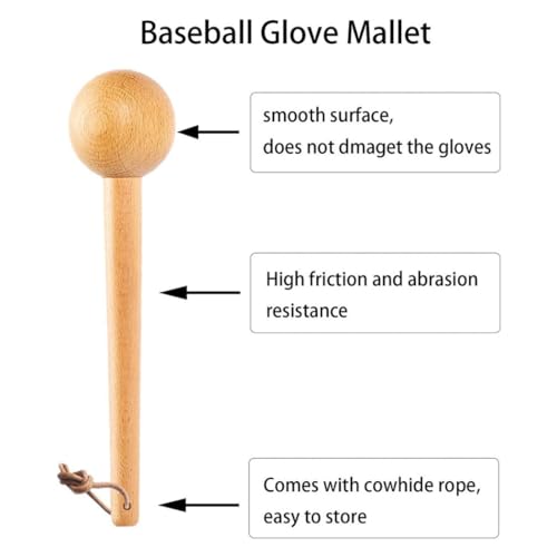 Baseball Glove Break in Kit, Baseball Glove Mallet Wooden Baseball Mallet Heavy Wooden Glove Mallet for Baseball Accessory 31x6.8 cm