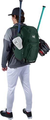 Rawlings | FRANCHISE 2.0 Player's Backpack | Baseball/Softball | Rec/Travel | Multiple Styles | Baseball/Softball - color: DARK GREEN