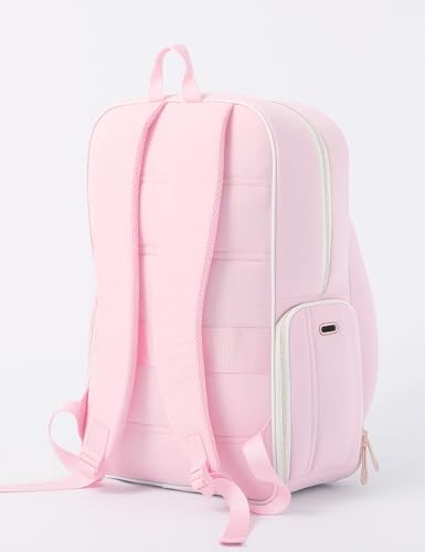 Quilted Tennis Bag for Women Men- Large Tennis Backpack Holds 2 Rackets with Ventilated Shoe Compartment & Wet Pocket - color: Pink