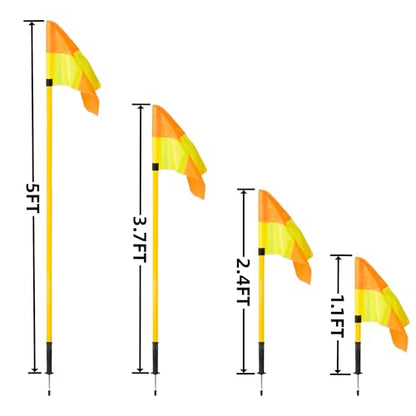 6 Pcs 5FT Soccer Corner Flags for Soccer Field + 6 Pack 8.3" Inflatable Footballs with Pump and Kicking Tee-Spring Loaded Adjustable Speed and Agility Training Equipment With Storage Bag