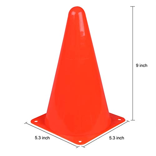 CARTMAN Plastic Training Cones (Set of 12/24 Pack 9" or 12/24 Pack 7" or 12/24 Pack Disc Cone) Agility Soccer Cones, Indoor Outdoor and Festive Events Field Marker Agility Cones