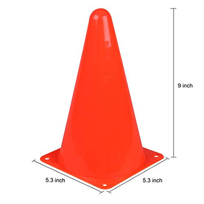CARTMAN Plastic Training Cones (Set of 12/24 Pack 9" or 12/24 Pack 7" or 12/24 Pack Disc Cone) Agility Soccer Cones, Indoor Outdoor and Festive Events Field Marker Agility Cones