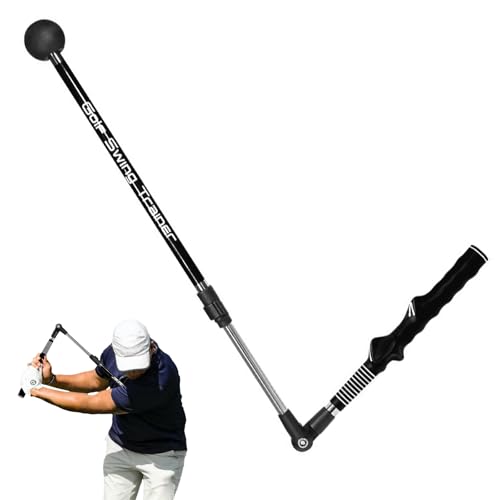Golf Swing Trainer aid - Golf Training aid to Improve Hinge, Forearm Rotation, Shoulder turna and Grip.Portable Collapsible Swing Trainer Equipped with Golf Grip Trainer - color: BLACK