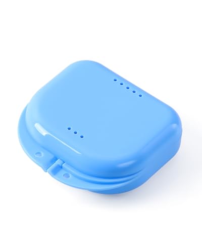 JMU Retainer Case with Vent Holes, Orthodontic Retainer Case Mouth Guard Case with Tight Snap Closure, Light Blue - color: Light Blue