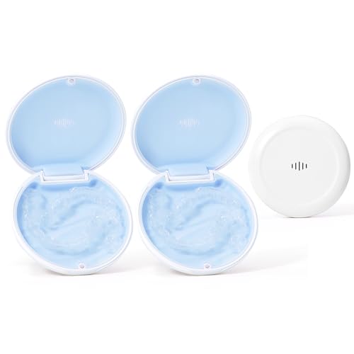 2 Pack Retainer Case Ultra-slim Aligner Case with Vent Holes Removable Inner Tray Silicone for Easy Cleaning(2Pack White Blue) - color: 2Pack White Blue