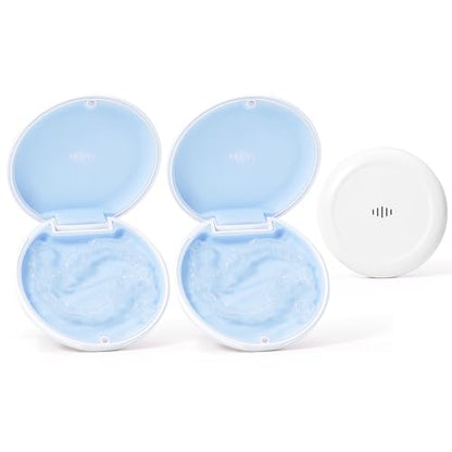 2 Pack Retainer Case Ultra-slim Aligner Case with Vent Holes Removable Inner Tray Silicone for Easy Cleaning(2Pack White Blue) - color: 2Pack White Blue