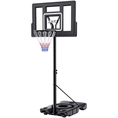 Portable Basketball Hoop 44” Backboard, 6–10FT Adjustable Outdoor Basketball Goal with Stable Fillable Base & Wheels, Shatterproof System for Kids, Teens & Adults - color: Black