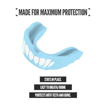 2 Pack Nxtrnd Rush Dual Layer Mouthguard, Custom Fit Sports Mouthpiece for Football, Boxing, MMA, Basketball, Hockey, Lacrosse, Youth & Adult (Columbia Blue) - color: Columbia Blue