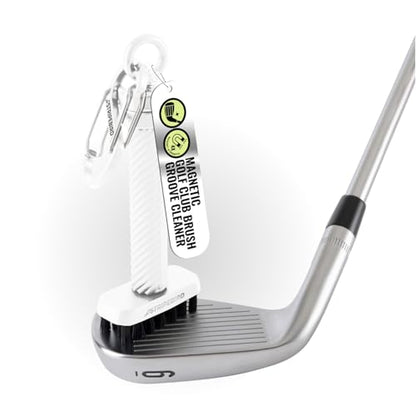Magnetic Golf Club Brush - Detachable - Premium Nylon Bristles - Golf Bag Accessory - Golf Club Cleaner - Golf Tool - color: White