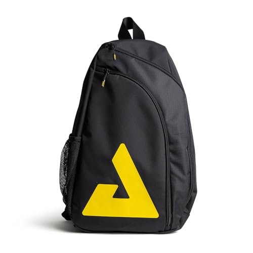 JOOLA Everyday Sling Bag - Lightweight Pickleball Backpack Holds 2 Paddles - Crossbody Bag with Bottle Pocket & Carabiner - color: Black/Yellow