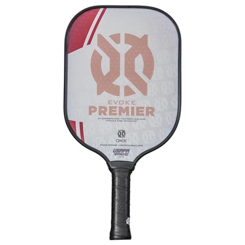 Onix Evoke Premier Professional Tournament Pickleball Paddle Composite Face Impact Paddle Shape - color: Red - Evoke Premier, size: Medium, style: 14mm