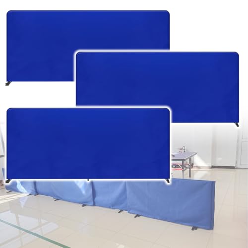The Movable Ping Pong Ball Baffle,Table Tennis Baffle with Oxford Cloth, Field Fence Surround Block for Quicker Ball Pick Up, Lightweight Court Barrier，（Blue，Set of 3） - size: Set of 3