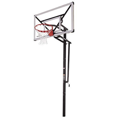 Silverback Height Adjustable In-Ground Basketball Hoop with Tempered Glass Backboard, Pro-Style Breakaway Rim, Pole and Backboard Pad