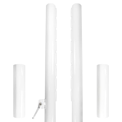 Aoneky 2.75 Inch Professional Permanent Volleyball Net Posts Pair with 3.15 Inch Ground Sleeves Heavy Duty Steel Poles for Outdoor Court Installation Net Not Included
