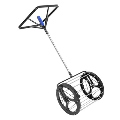 2-in-1 Tennis Ball Picker Ball Hopper, 80 Balls Capacity, Ball Collector Roller Retriever with Handle Height, No Bending Down Tennis Court Equipment Durable Ball Basket for Coaches and Players