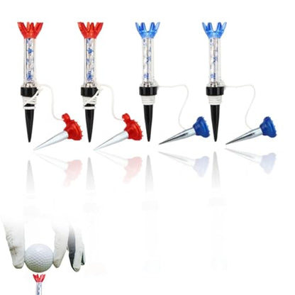 HERCHR 4 PCS Golf Tees, Plastic Magnetic 70mm Long Reusable Practice Tees, Unbreakable Flexible Spring Golf Tee Set for Men Women Driving Range Mat Training Indoor Outdoor