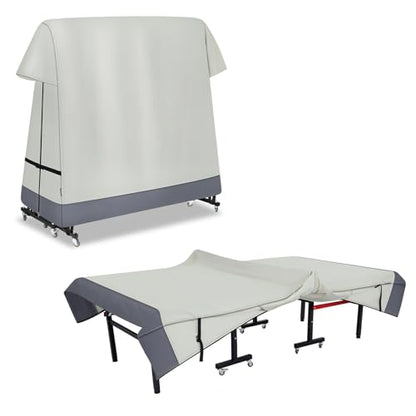 Ping Pong Table Cover Outdoor Waterproof, Dual Function Table Tennis Cover Fits Both Folding Tables and Flat Tables Indoor & Outside 68"L x 6"/30"W x 62"H - color: Beige