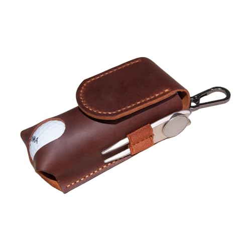Personalized Golf Ball Bag, Custom Name Golf Bag & Tee Holder, Golf Pouch Bag Tees Holder Ball Pocket, Leather Golf Travel Bag, Christmas Gift,Great Golf Gifts (Pattern #2) - color: Pattern #2
