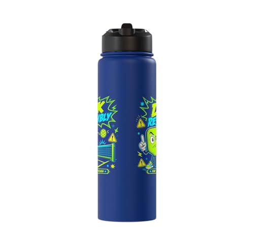 Dink Responsibly Pickleball Kitchen Court Stainless Steel Insulated Water Bottle - color: Royal Blue