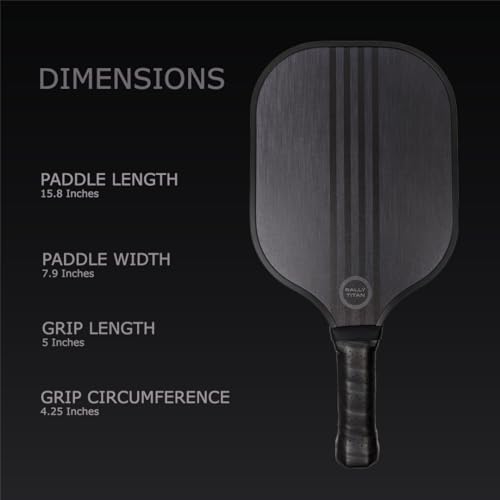 Pickleball Paddle | T300 Textured Carbon Fiber Surface | Polypropylene Honeycomb Composite Core | Cushion Grip | Single Paddle with Cover from Rally Titan for Men & Women