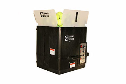 Tennis Tutor Plus Player Ball Machine with Multi-Function Remote. Variable TOPSPIN and Backspin. Patented 'Player Mode' simulates a Real Player. Made in USA by #1 Tennis Machine Company.
