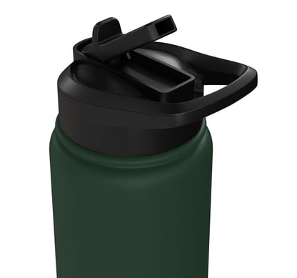 Whose Serve What's the Score Funny Pickleball Questions Stainless Steel Insulated Water Bottle - color: Dark Green