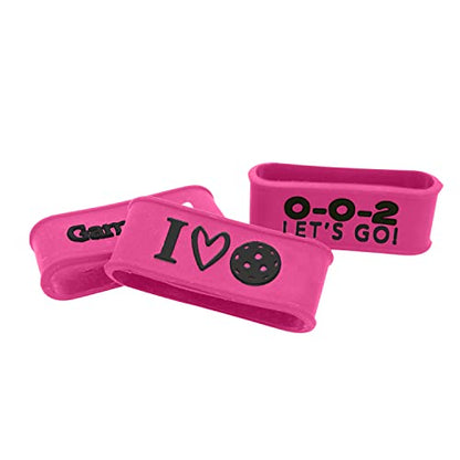 Palms-O-Aces | Pickleball Grip Bands | Silicone Paddle Grip Bands for Securing Overgrips & Paddle Identification | Embossed Non-Slip Handle Band | Universal Fit Pickleball Accessory & Gift for Players