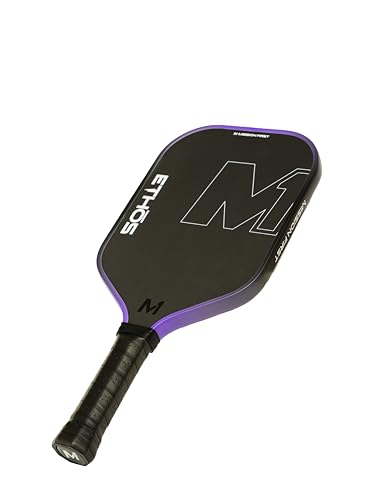 M1 Pickleball Paddles: USAP and PBCor.43 Approved, 16 MM, Elongated, Thermoformed, T700 Raw Carbon Fiber, Strong Power, Control, and Spin, Superior Paddle - color: Purple and Black