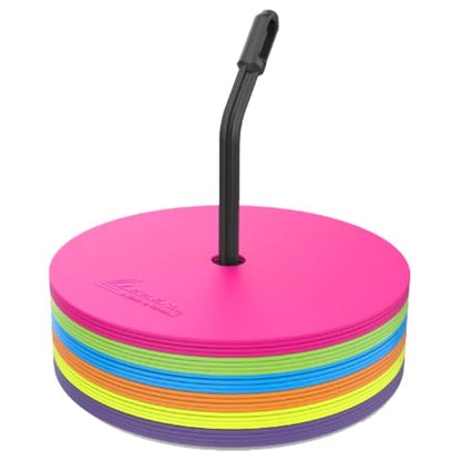 LEZER 9 Inch Flat Cones, Spot Markers, Soccer Cones, Field Court Markers, Sit Spots, Flat Discs, Soccer Training Equipment, Agility Practice, Football, Made in Taiwan - style: 9 inch with 24 pcs
