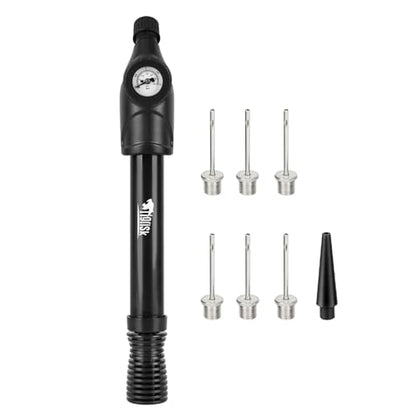Tigrisk® Ball Pump with Pressure Gauge, Hand Air Inflation Pump with Needles and Nozzles for Basketball, Football, Soccer Ball, Volleyball and Other Inflatable Balls
