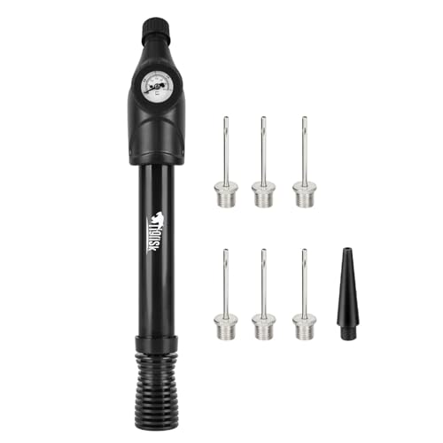 Tigrisk® Ball Pump with Pressure Gauge, Hand Air Inflation Pump with Needles and Nozzles for Basketball, Football, Soccer Ball, Volleyball and Other Inflatable Balls
