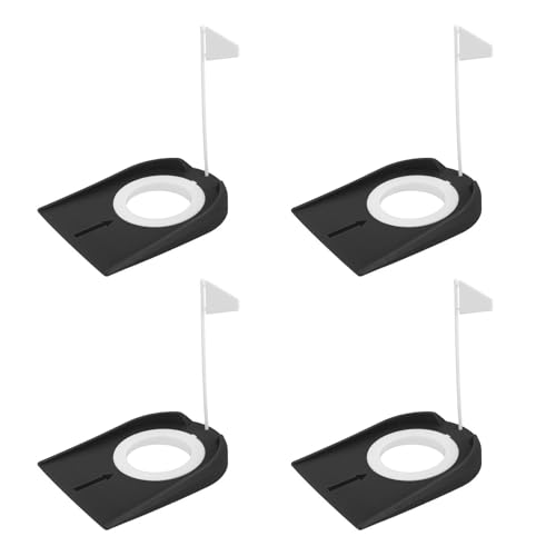 Putting Trainer Complete with Ball Return Systems and Alignment Line Suitable for Beginners Expert Golf Trainer for Adults - color: black white flag