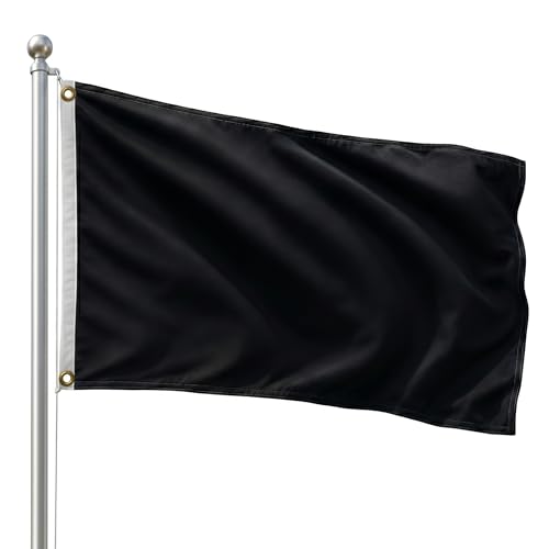 DMSE Solid Black Flag, 3x5 Flag, UV Resistant, Fade Resistant Material with Metal Grommets (3ft x 5ft), (Nylon), (Black) - color: Black, size: Nylon (3 x 5 ft)