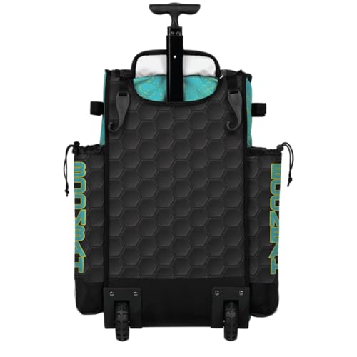 Boombah Rolling Superpack 2.0 3DHC Baseball/Softball Gear Bag - 23-1/2" x 13-1/2" x 9-1/2" - Multiple Colors - Telescopic Handle and Holds 4 Bats - Wheeled Version - color: Black/Aqua/Twitch