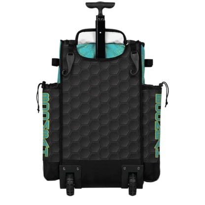 Boombah Rolling Superpack 2.0 3DHC Baseball/Softball Gear Bag - 23-1/2" x 13-1/2" x 9-1/2" - Multiple Colors - Telescopic Handle and Holds 4 Bats - Wheeled Version - color: Black/Aqua/Twitch