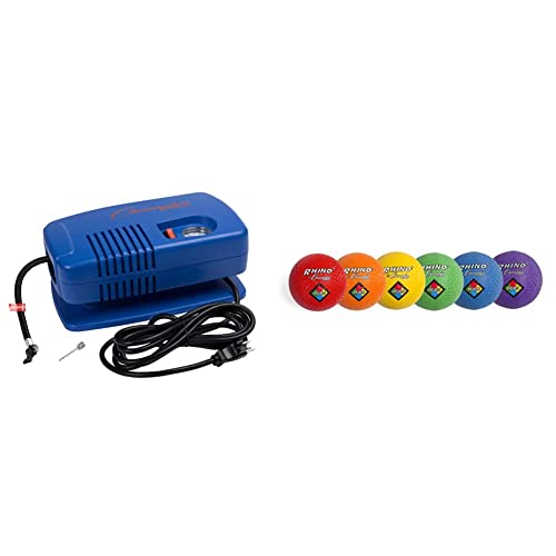 Champion Sports Electric Ball Pump for Basketball, Soccer, Volleyball, with Needle, Gauge, Hose, Quiet, Fast Air Pumps for Balls with up to 125 PSI, Premium Ball Inflator, Assorted