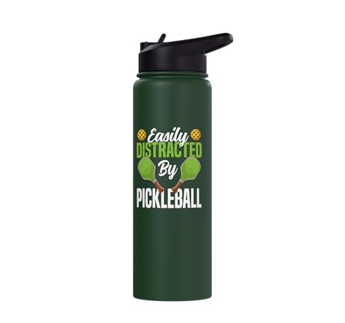 Funny Pickleball Paddle Easily Distracted By Pickleball Stainless Steel Insulated Water Bottle