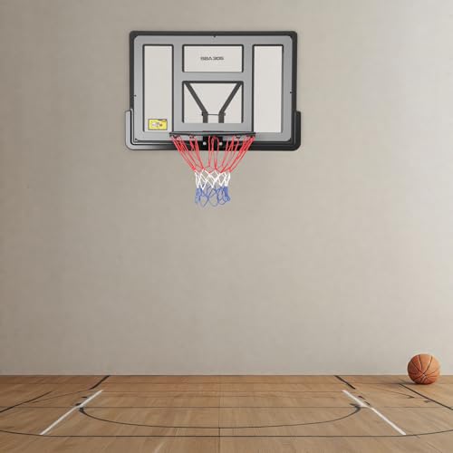Basketball Backboard and Rim Combo, Indoor Outdoor Pole Mount Basket Ball Hoop with Adjustable Basket Ball Goal PET Backboard, Wall Mounted Basketball Rack & Mounting Bracket Hoop,Over-The-Door Hoops