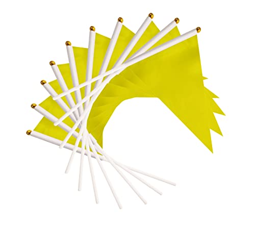 50 Pack Yellow Pennant Small Mini Flags On Sticks,Hand Held Solid Yellow Pennant DIY Graffiti Flag,Party Events Celebration,School,Grand Opening,Kids Birthday,Sports Clubs,Flower Pot - color: yellow