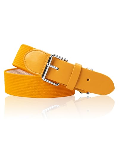 STELLE Baseball/Softball/Fastpitch Belt Girls Sports Elastic Adjustable Boys Uniform Belts Youth and Adult Sizes - color: Golden Yellow, size: Youth