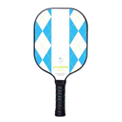 Swinton Pickleball Paddles, USAPA Approved Carbon Fiber Pickleball Paddle for Power, Control & Spin, Advanced Sweet Spot Textured Surface for Precision Shots Comfortable Anti-Slip Grip for Men & Women - color: Argyle