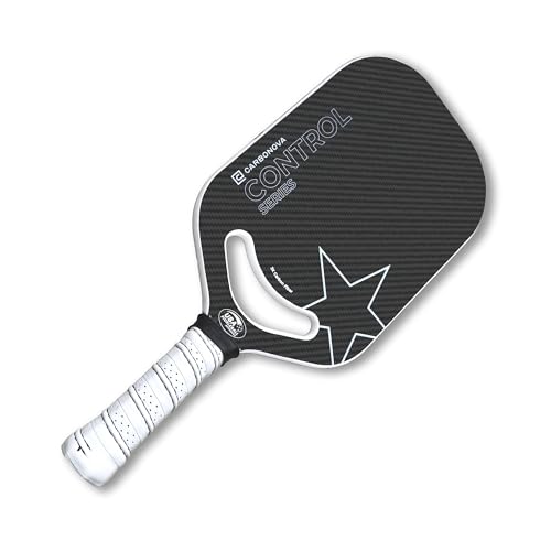 Control Series Pickleball Paddle, Black Raw Carbon Fiber with White Grip, Designed in The USA, Professional Grade, 16mm