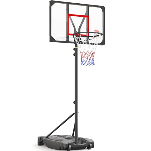 Yohood Kids Basketball Hoop Outdoor 4.82-8.53ft Adjustable, Portable Basketball Hoops & Goals for Kids/Teenagers/Youth in Backyard/Driveway/Indoor, with Enlarged Base and PC Backboard - color: Black