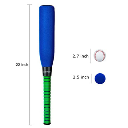 CeleMoon 22 Inch Soft Foam Kids Baseball Bat Set with 3 Balls, Gift Toys for Children Toddlers Boys Girls Age 3-5-8 Outdoor Indoor Sport T Ball Game Playing, Blue