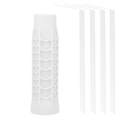 Silicone Pickleball Paddle Grip Cover | Non-Slip Shock Absorbing Handle Sleeve | Anti-Twist Internal Texture with Easy-Install Strips for Enhanced Control & Sweat Resistance - color: White