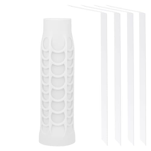 Silicone Pickleball Paddle Grip Cover | Non-Slip Shock Absorbing Handle Sleeve | Anti-Twist Internal Texture with Easy-Install Strips for Enhanced Control & Sweat Resistance - color: White