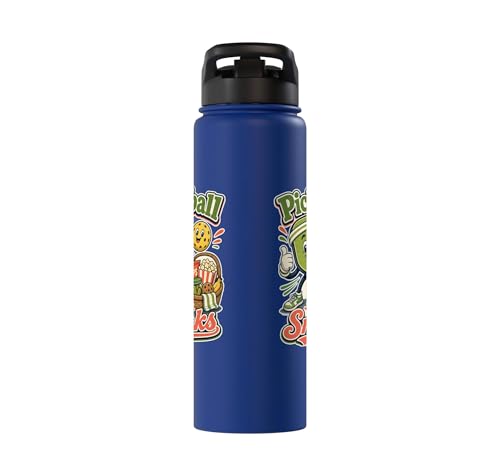 Pickleball Snack Break Court Humor Funny Retro Saying Stainless Steel Insulated Water Bottle - color: Royal Blue