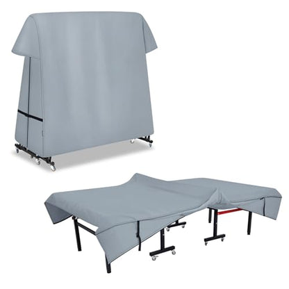 Ping Pong Table Cover Outdoor Waterproof, Dual Function Table Tennis Cover Fits Both Folding Tables and Flat Tables Indoor & Outside 68"L x 6"/30"W x 62"H, Grey - color: Grey