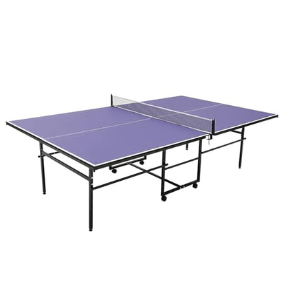 Portable Table Tennis Tables– Professional Outdoor Ping Pong Table Game, Foldable Ping Pong Game Set for Indoor/Outdoor, Ping Pong Table Top with Net, 2 Paddles and 3 Balls, Playback Mode - size: 9FT